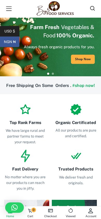 Big5 Food Services - Organic Food Store mobile website preview