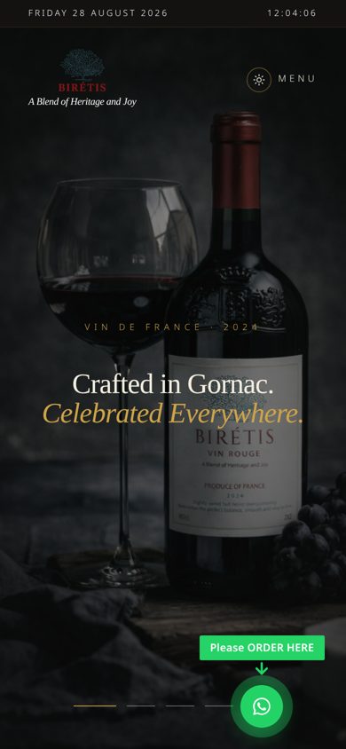Birétis - Wine & Spirits mobile website preview